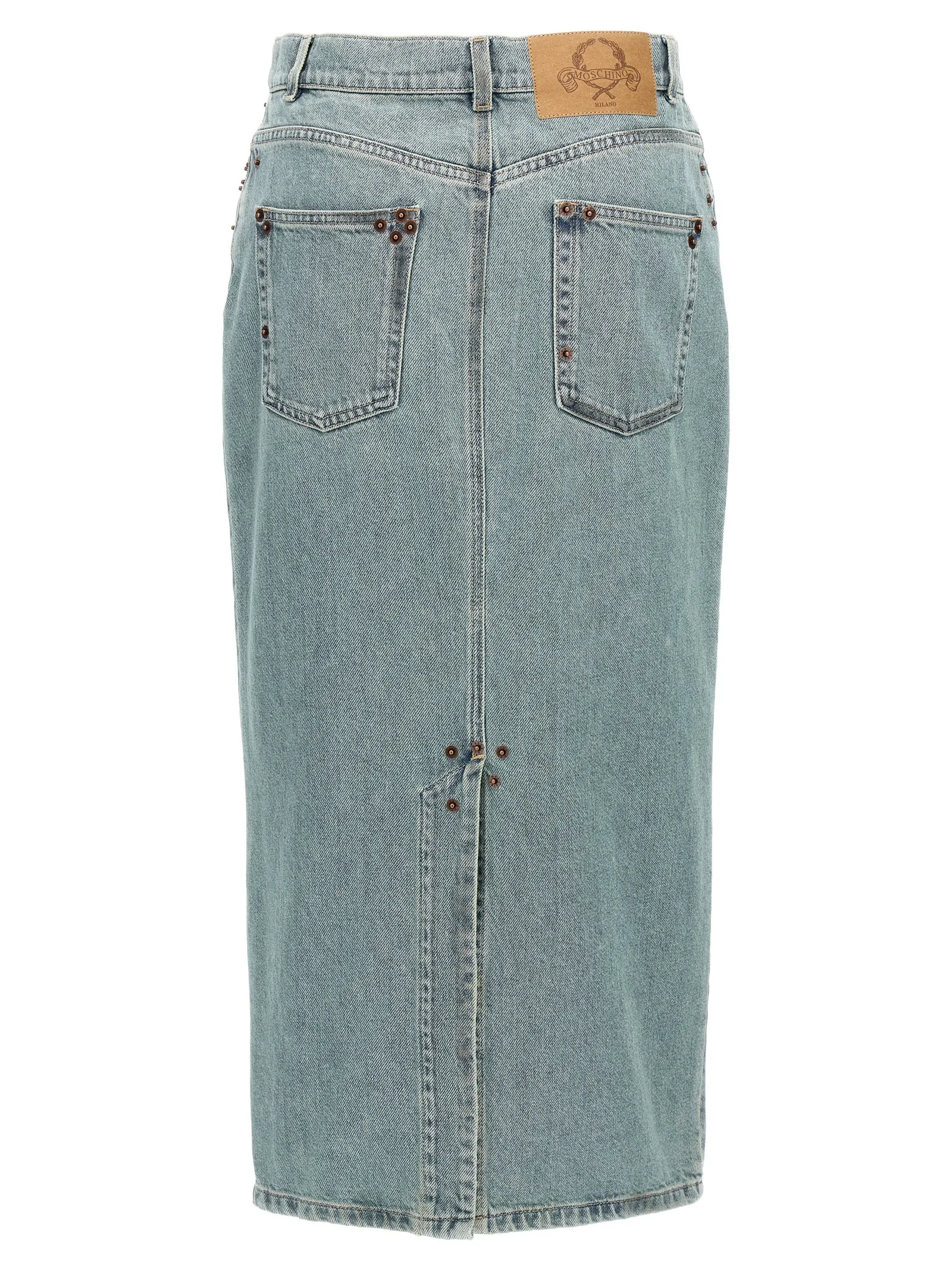 Blue Cotton Midi Skirt - Image 2