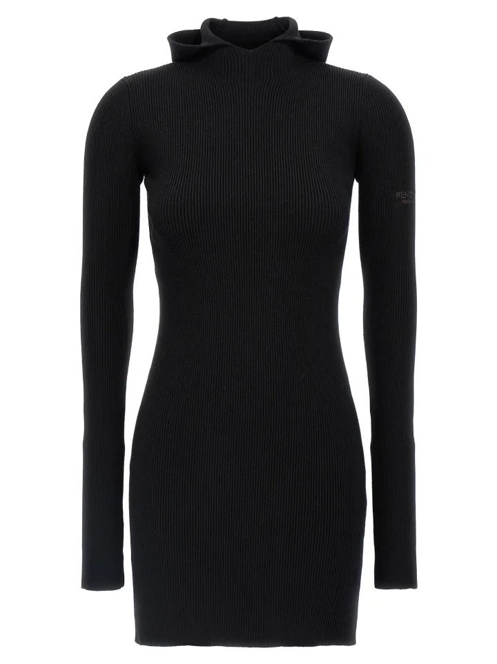 Black Wool Short Dress