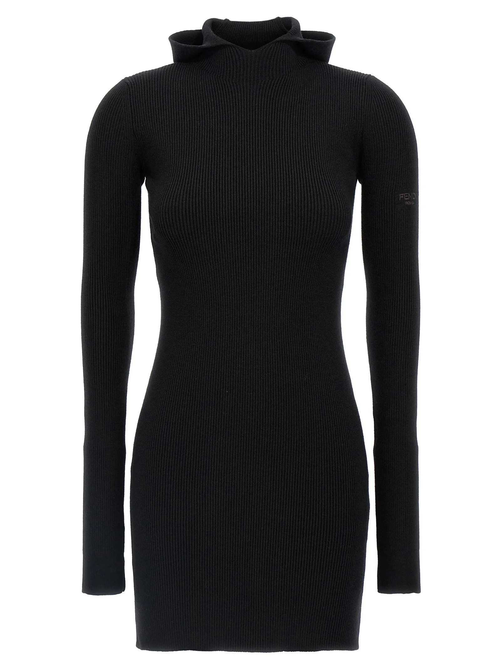 Black Wool Short Dress
