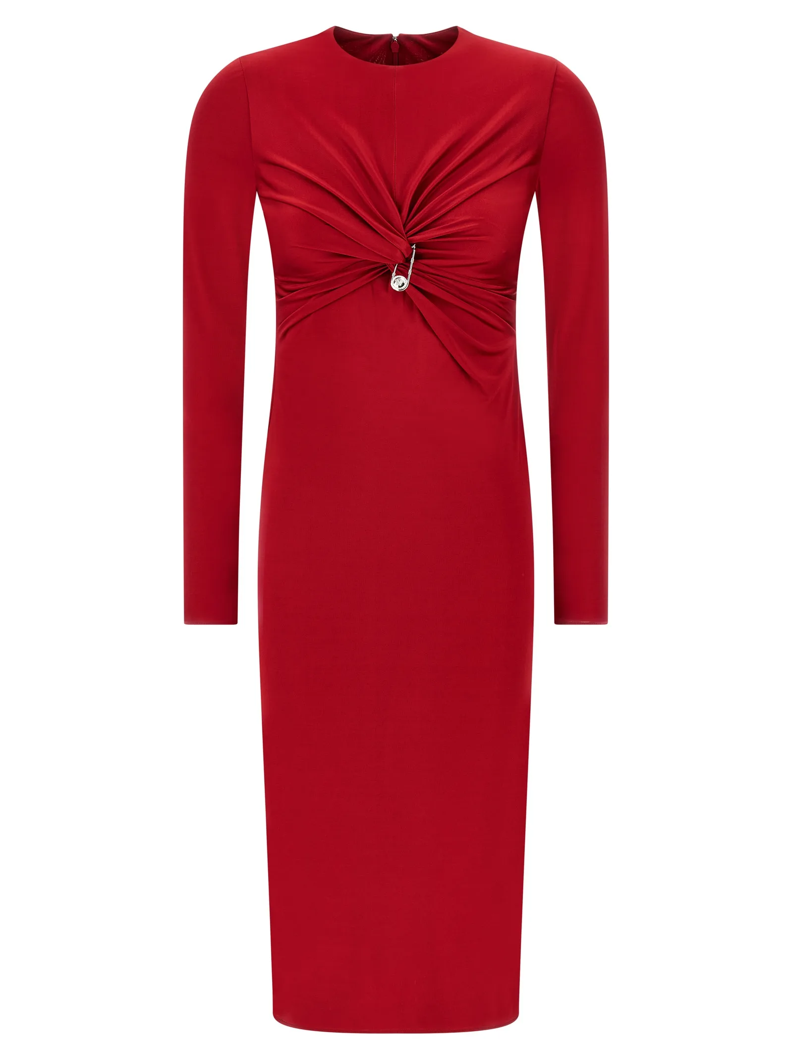 Red Viscose Midi Dress