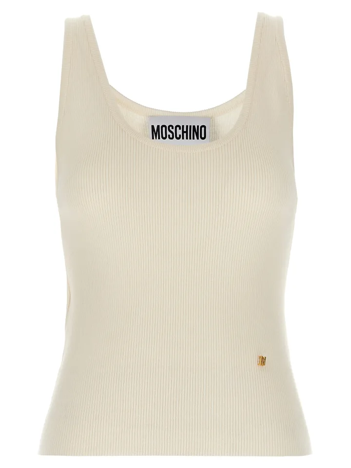 White Virgin Wool Sleeveles T - Shirt
