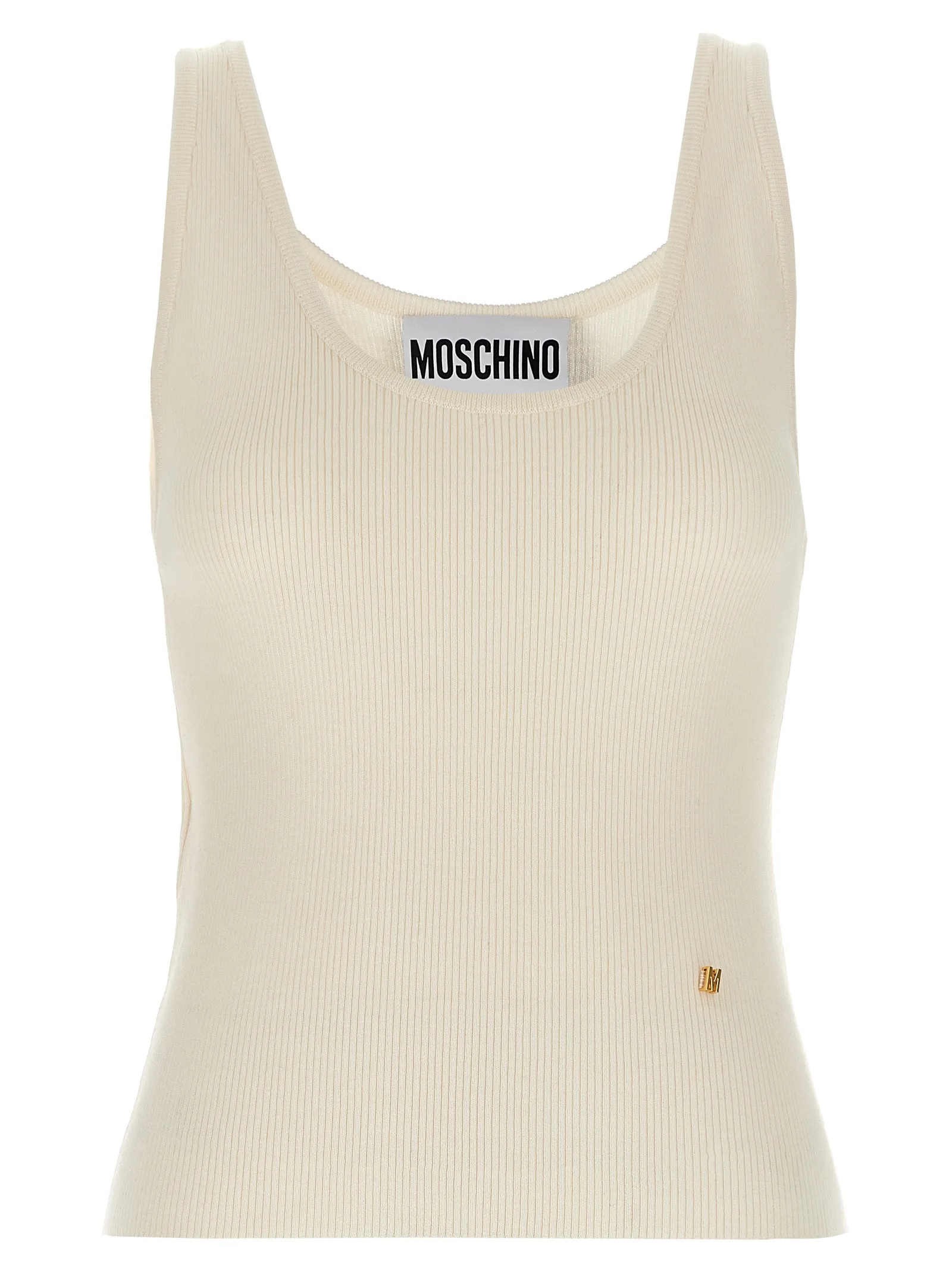 White Virgin Wool Sleeveles T - Shirt