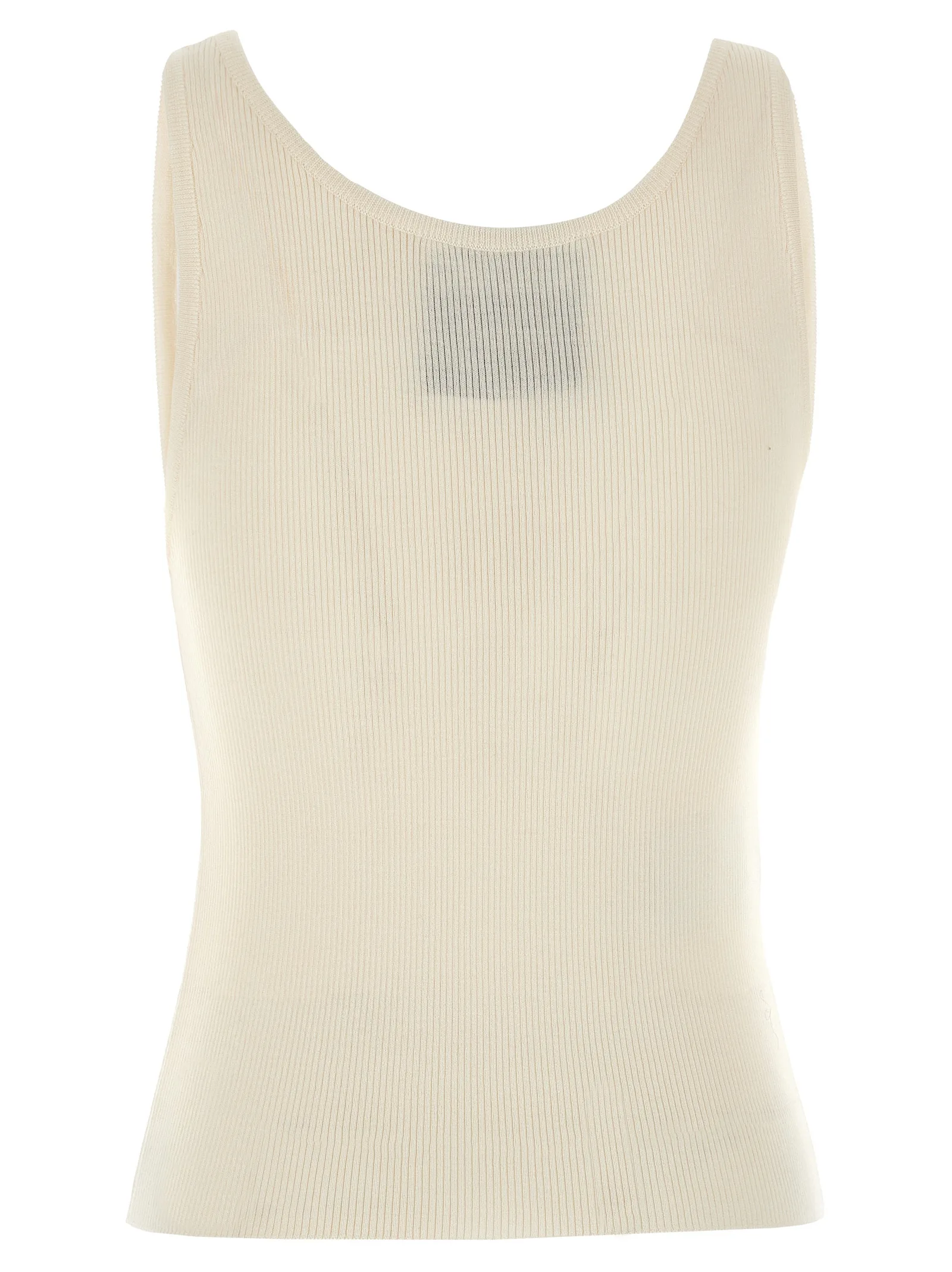 White Virgin Wool Sleeveles T - Shirt - Image 2