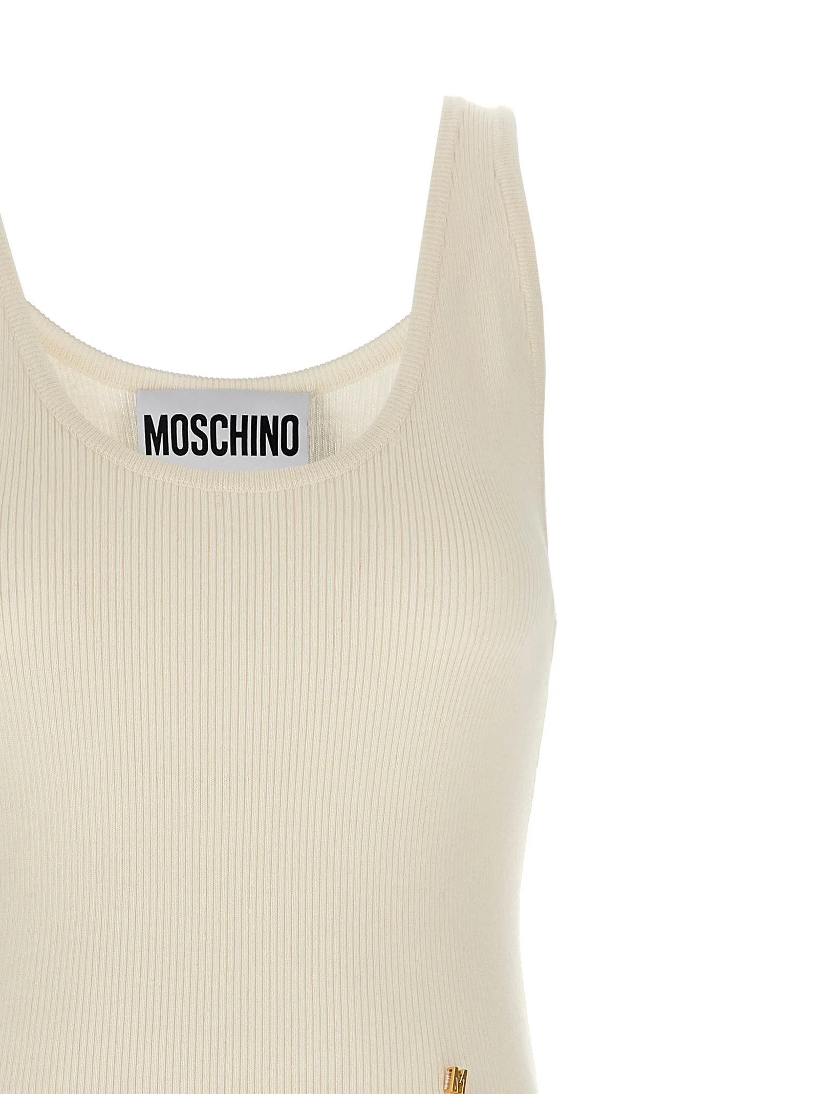 White Virgin Wool Sleeveles T - Shirt - Image 3