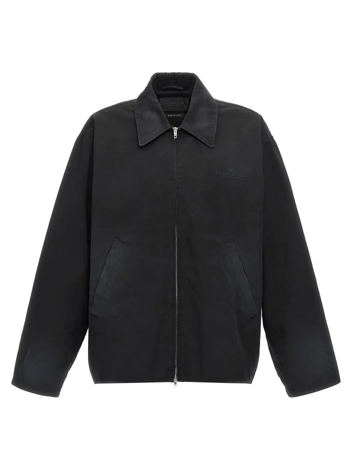 Black Cotton Full - Length Jacket