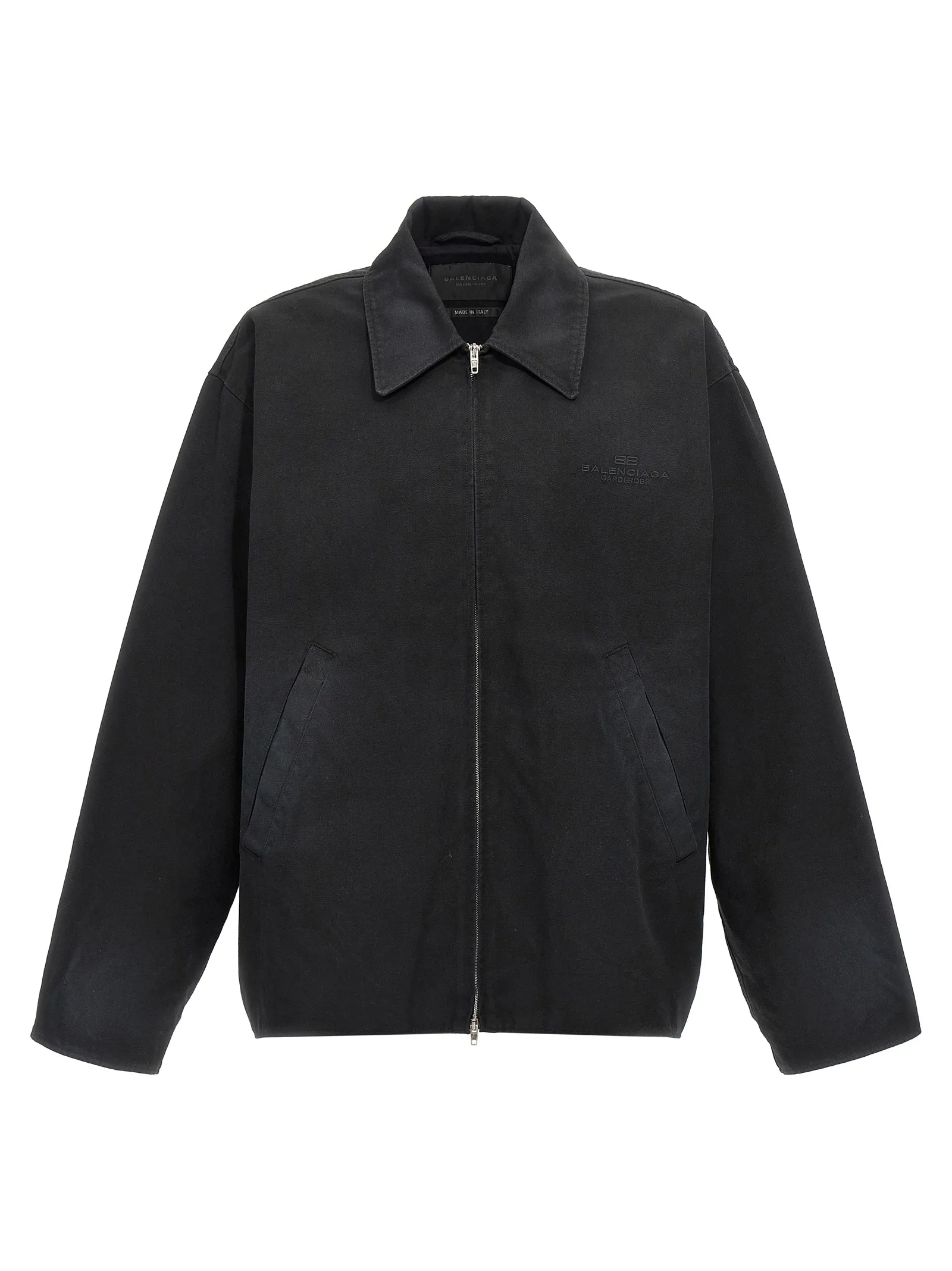 Black Cotton Full - Length Jacket