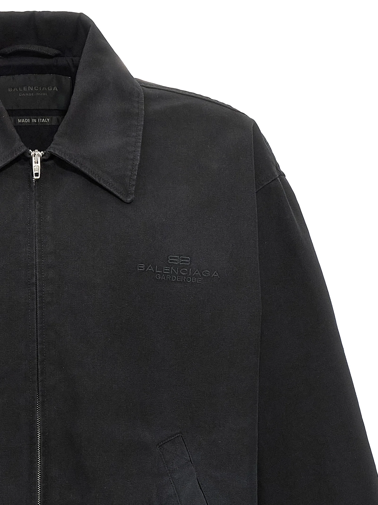 Black Cotton Full - Length Jacket - Image 3