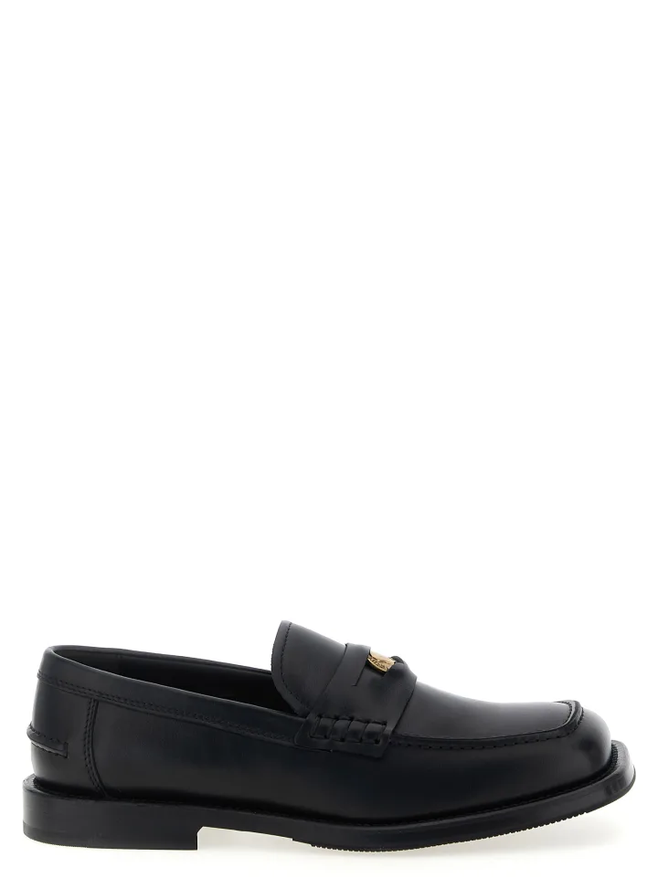 Black Velvet Leather Slip - On Loafers