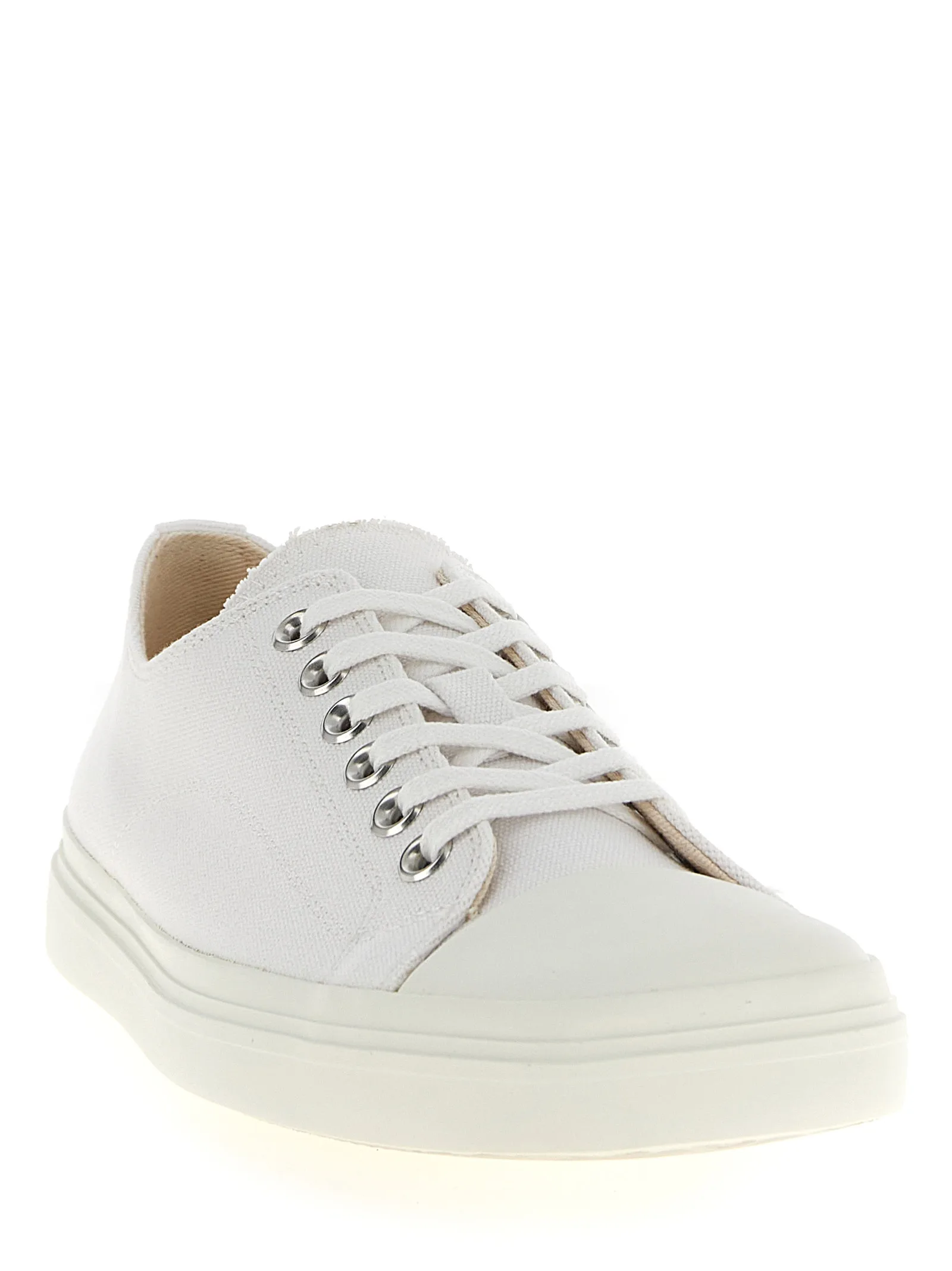 White Cotton Low Top Sneakers - Image 2