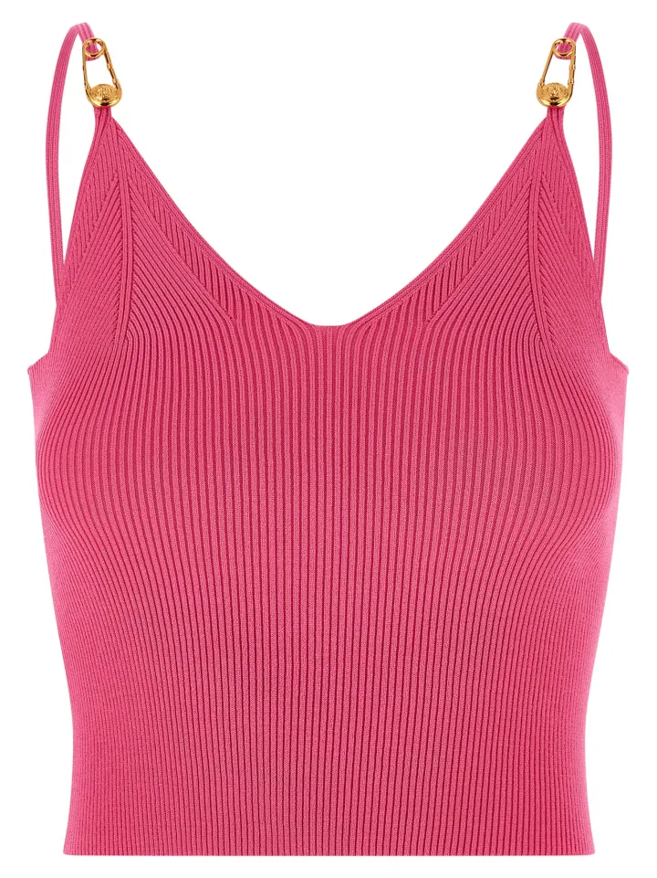 Fuchsia Viscose Sleeveles T - Shirt