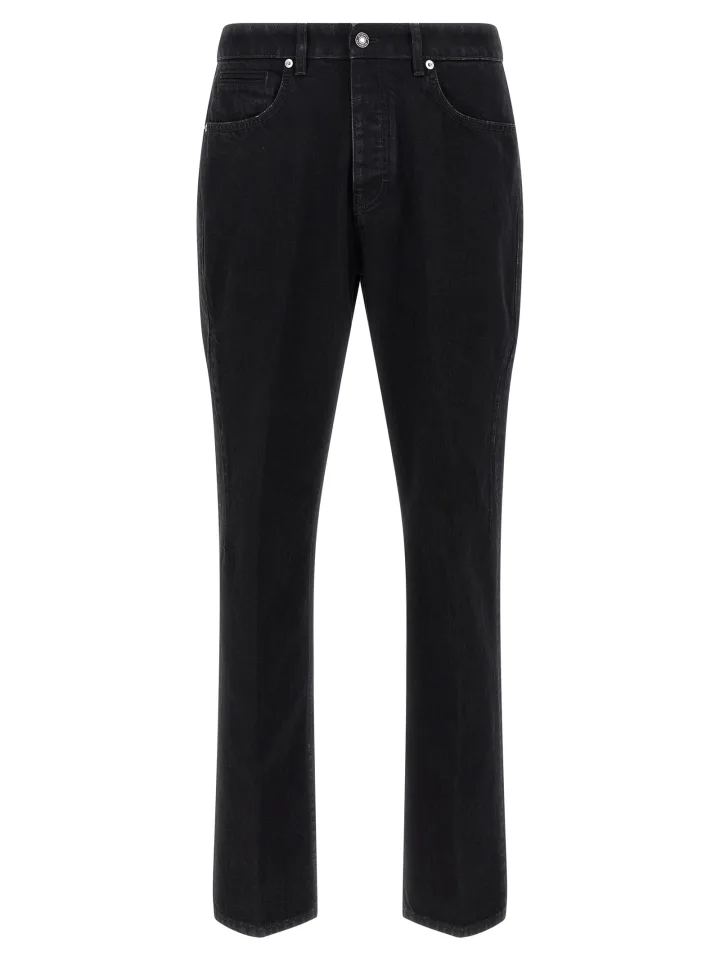 Black Cotton Straight-Leg Jeans
