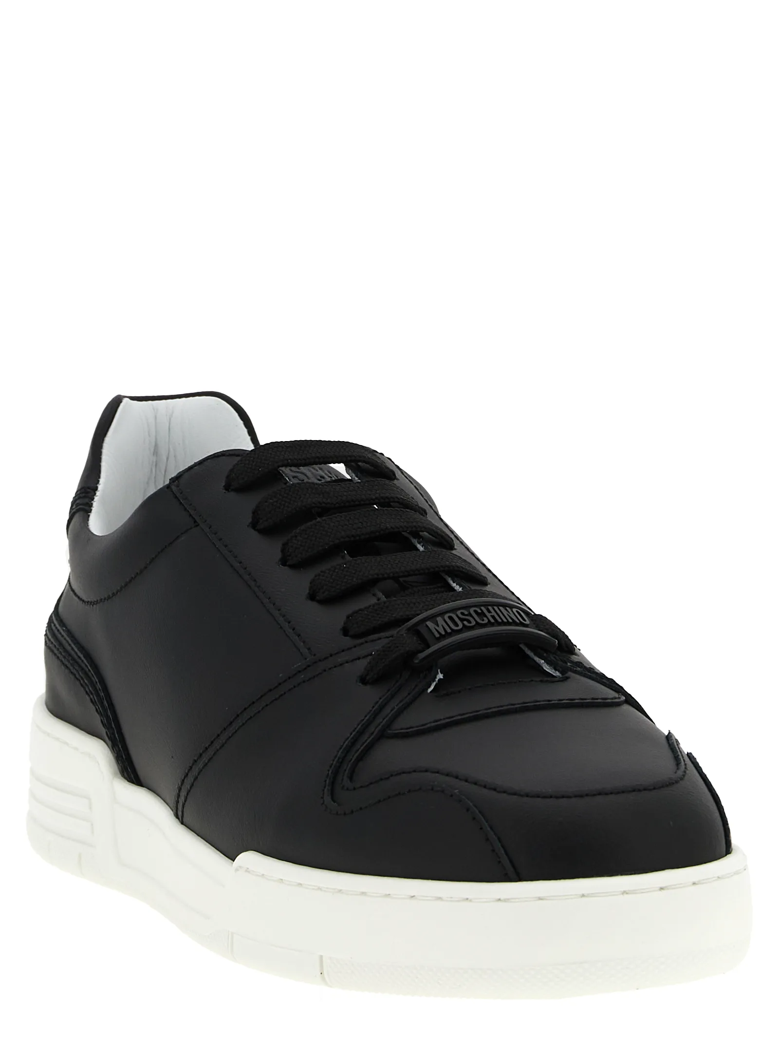 Black Leather Low Top Sneakers - Image 2