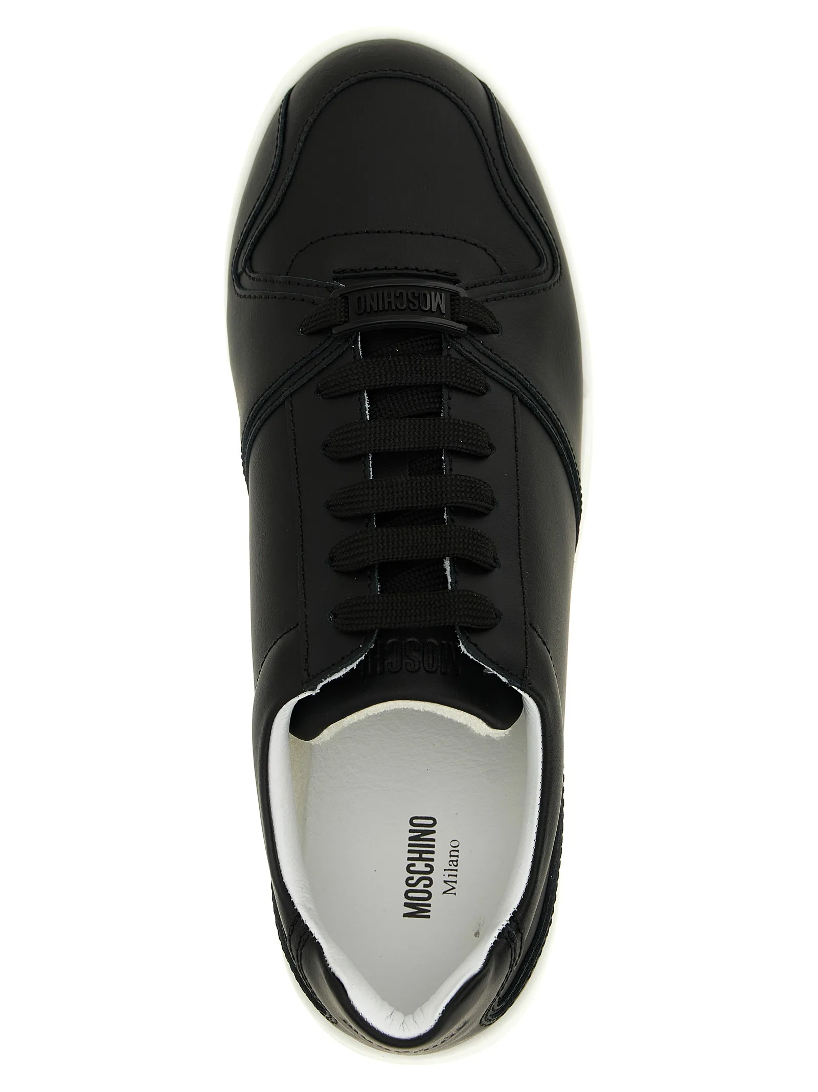 Black Leather Low Top Sneakers - Image 4