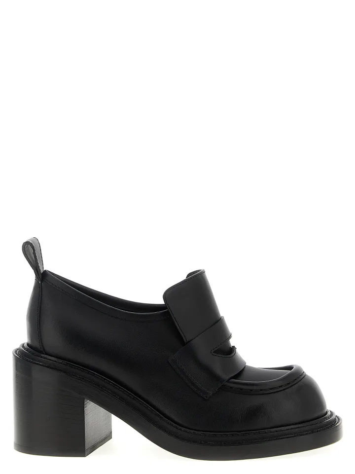 Black Leather Platform Loafers