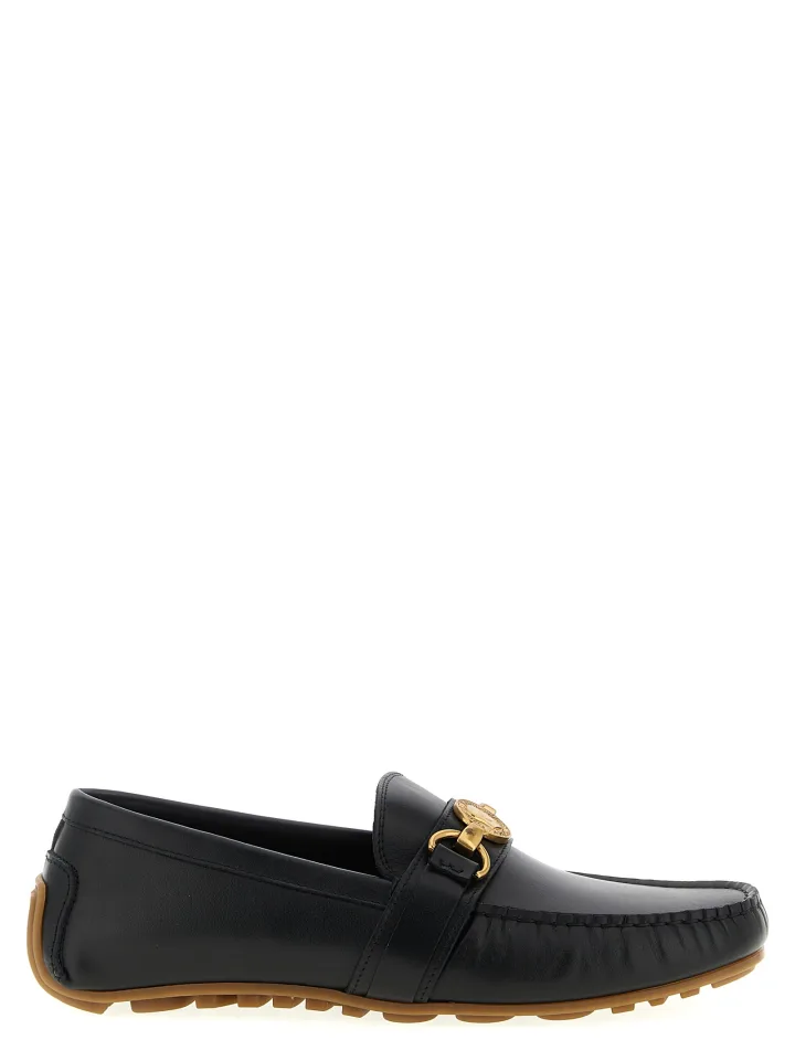 Black Leather Slip - On Loafers