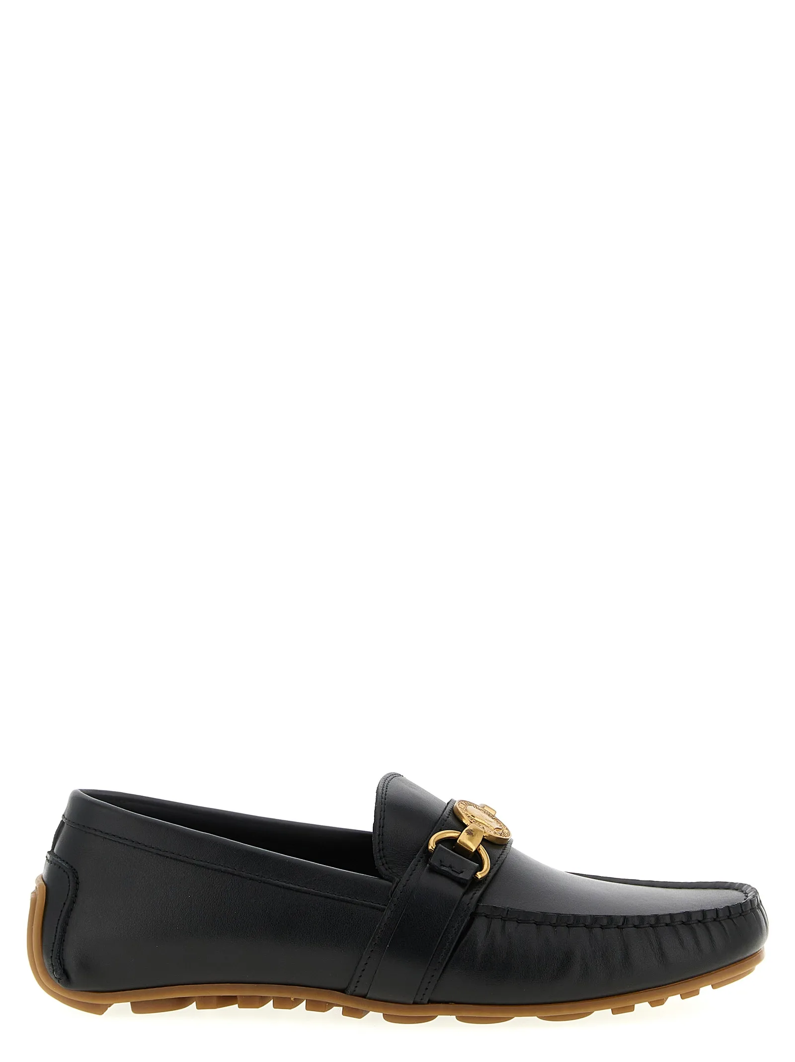 Black Leather Slip - On Loafers