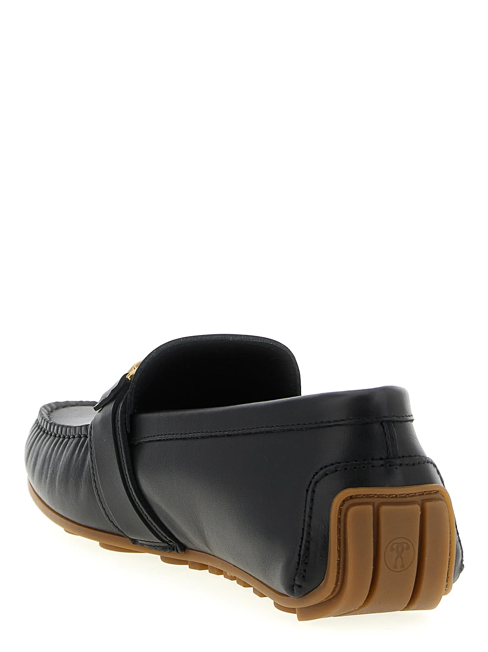 Black Leather Slip - On Loafers - Image 3