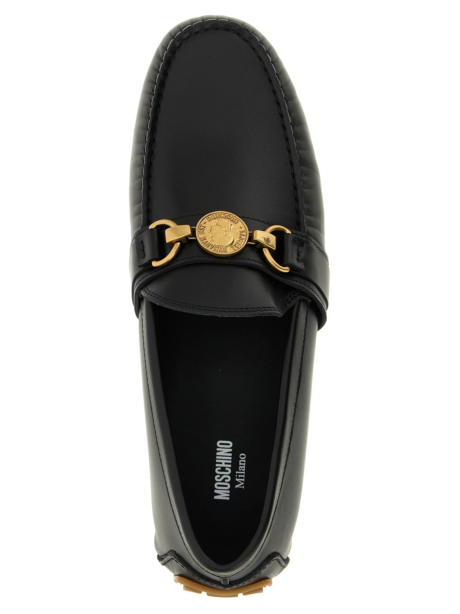 Black Leather Slip - On Loafers - Image 4