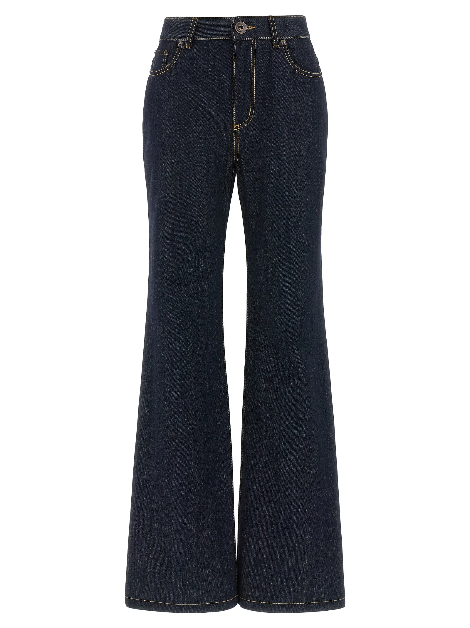 Blue Cotton Flared Jeans