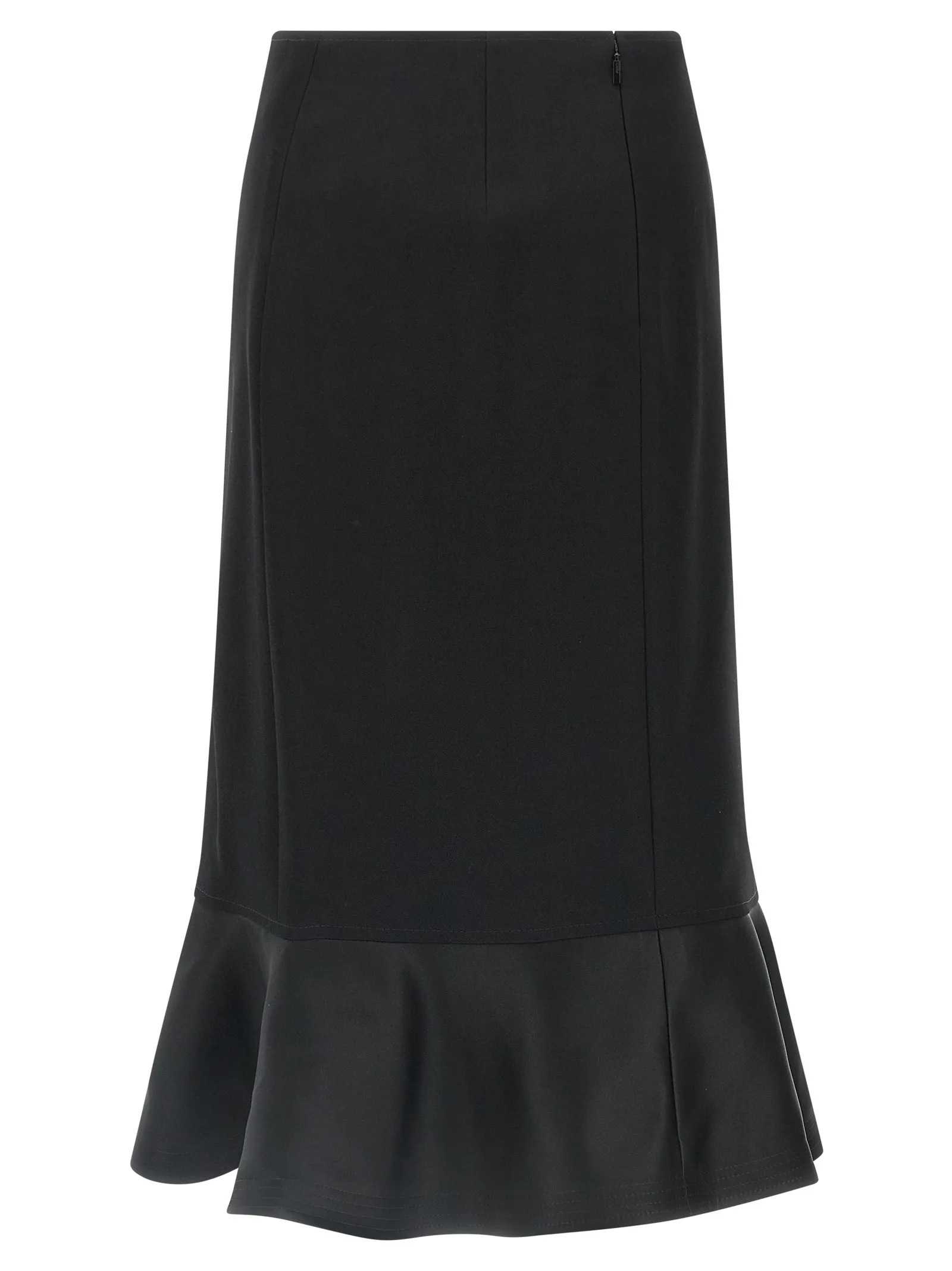 Black Virgin Wool Midi Skirt - Image 2