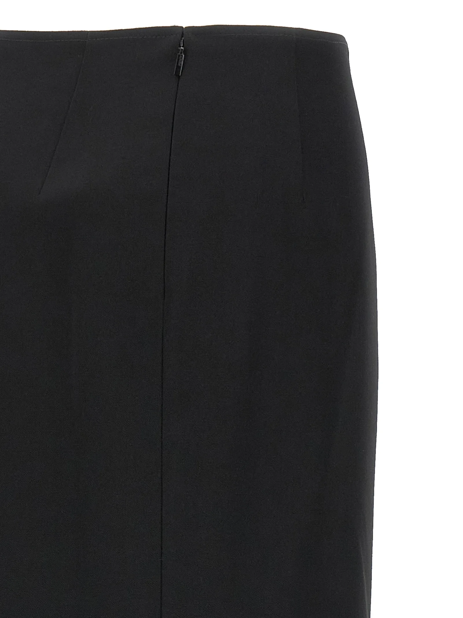 Black Virgin Wool Midi Skirt - Image 4