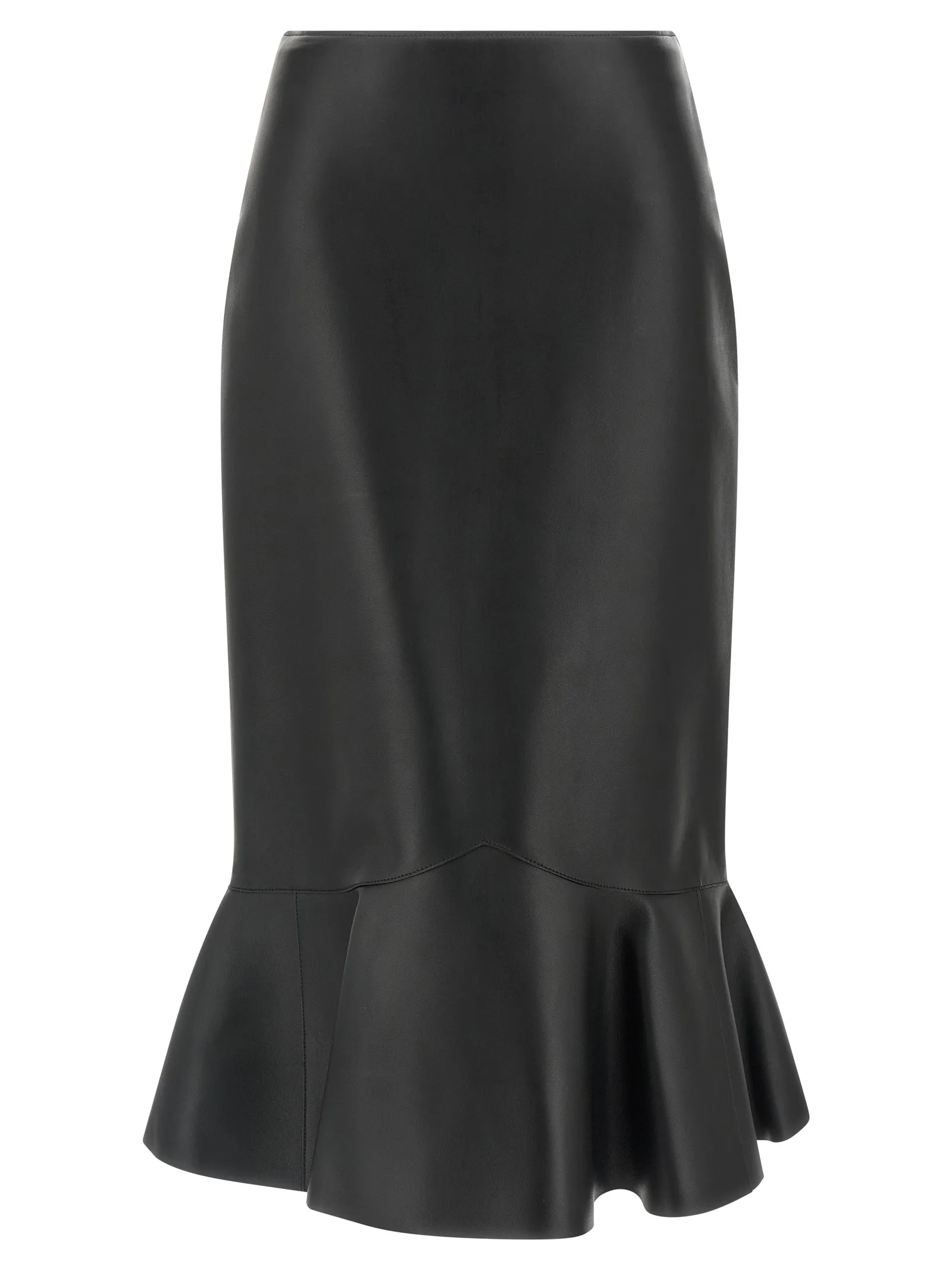 Black Lamb Leather Midi Skirt