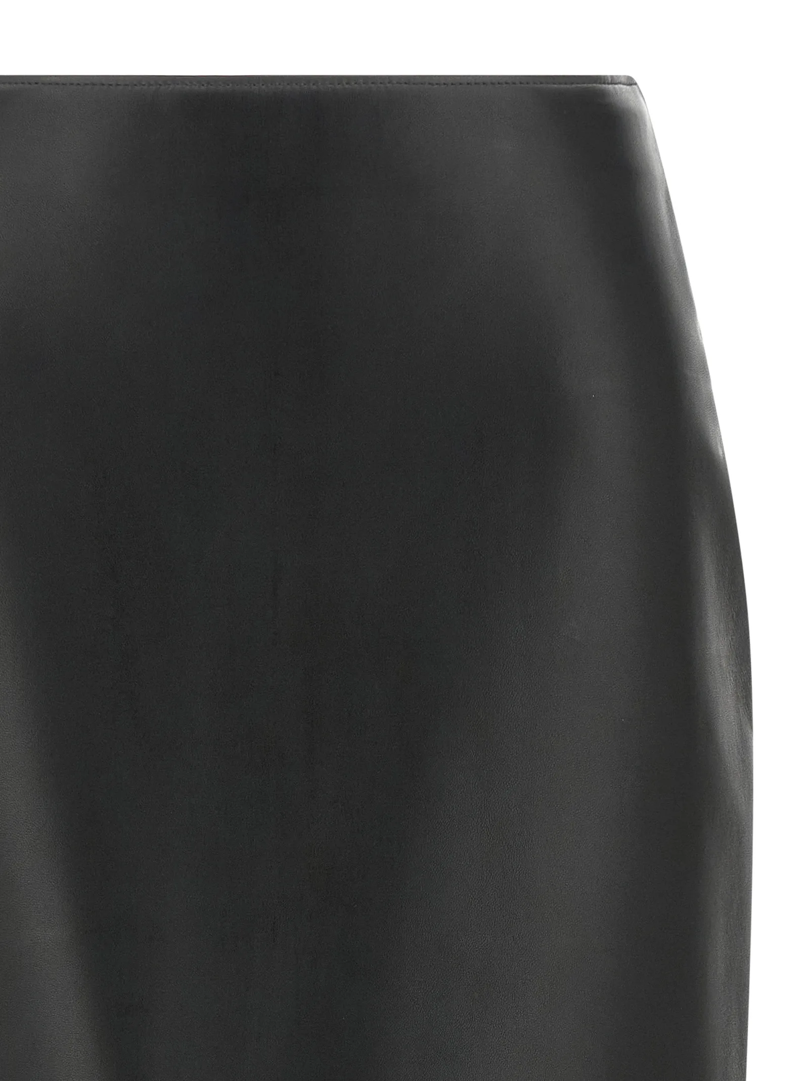 Black Lamb Leather Midi Skirt - Image 3