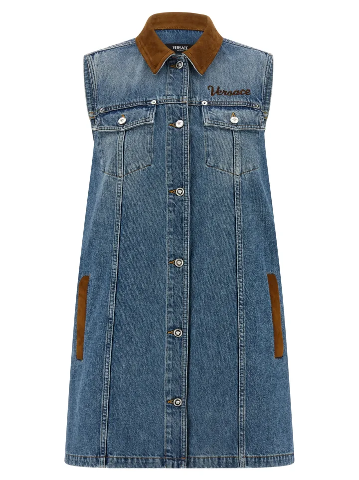 Blue Cotton Short Dress