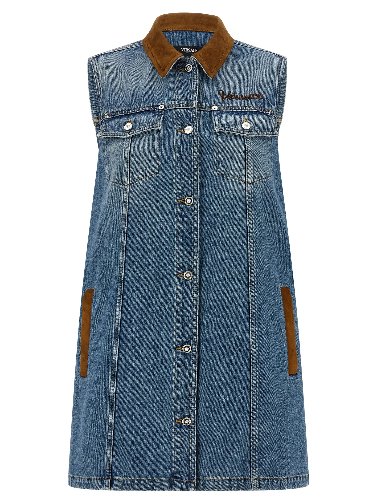 Blue Cotton Short Dress