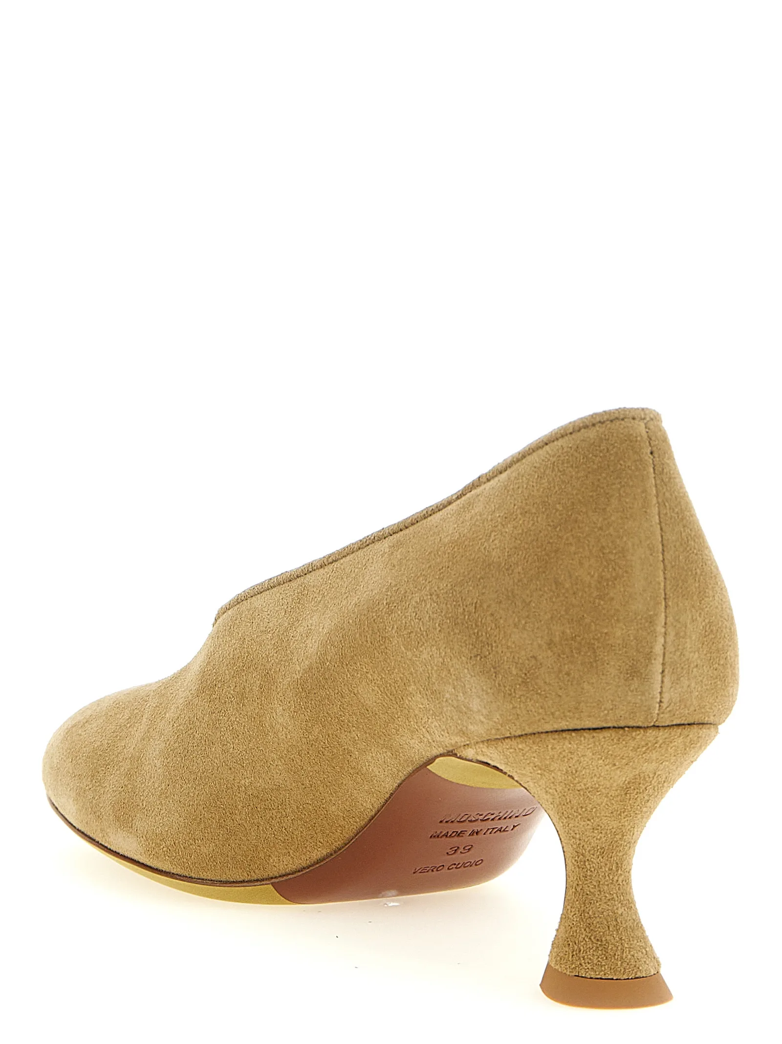 Beige Calfskin Mid Heel Pumps - Image 3