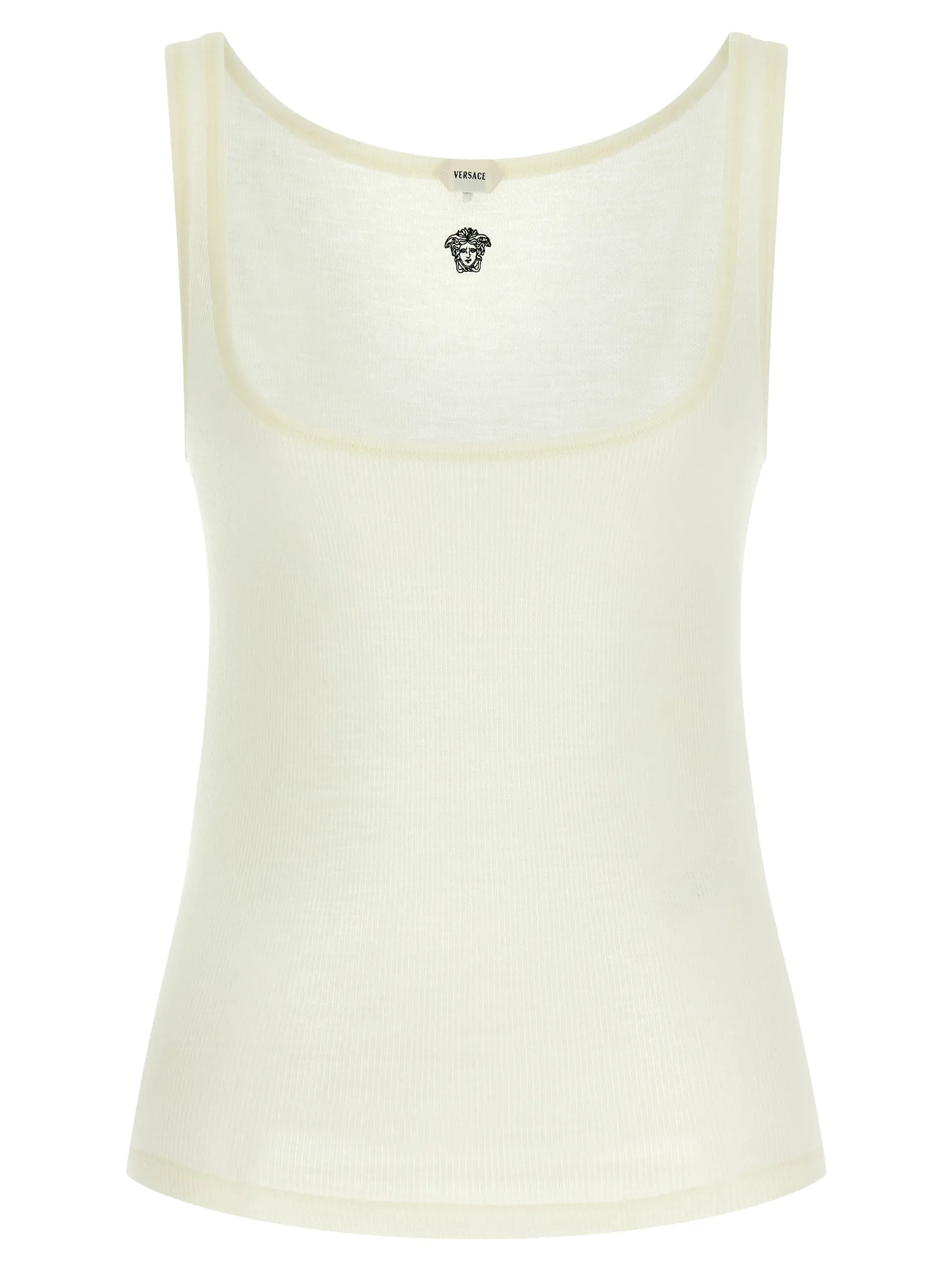 White Virgin Wool Sleeveles T - Shirt
