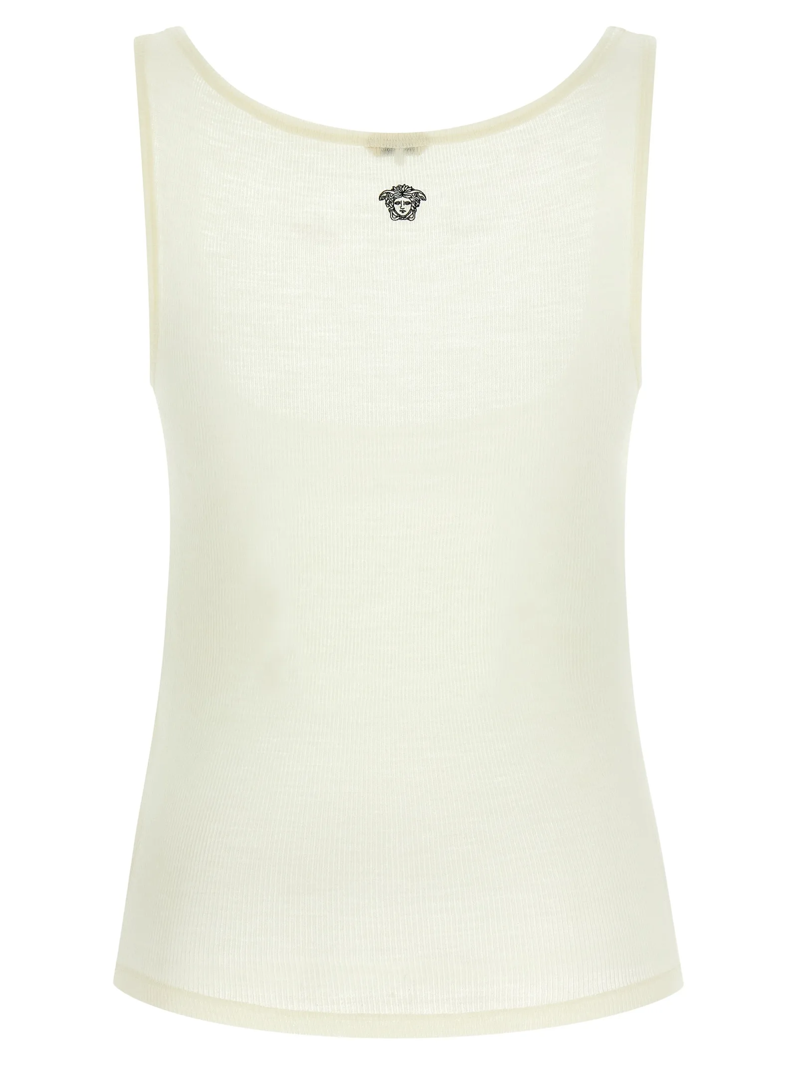 White Virgin Wool Sleeveles T - Shirt - Image 2