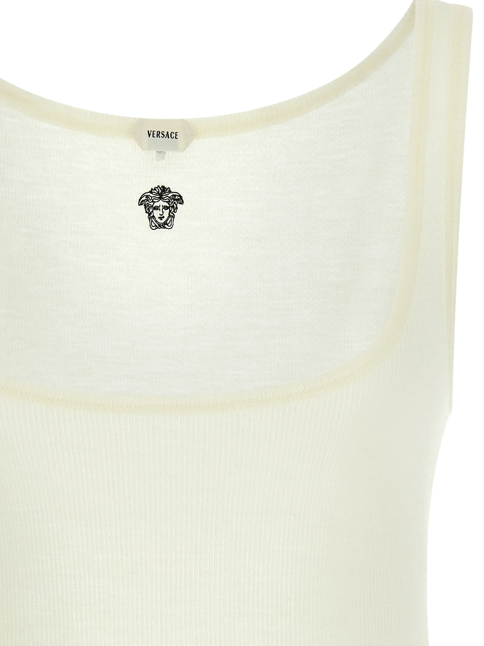 White Virgin Wool Sleeveles T - Shirt - Image 3