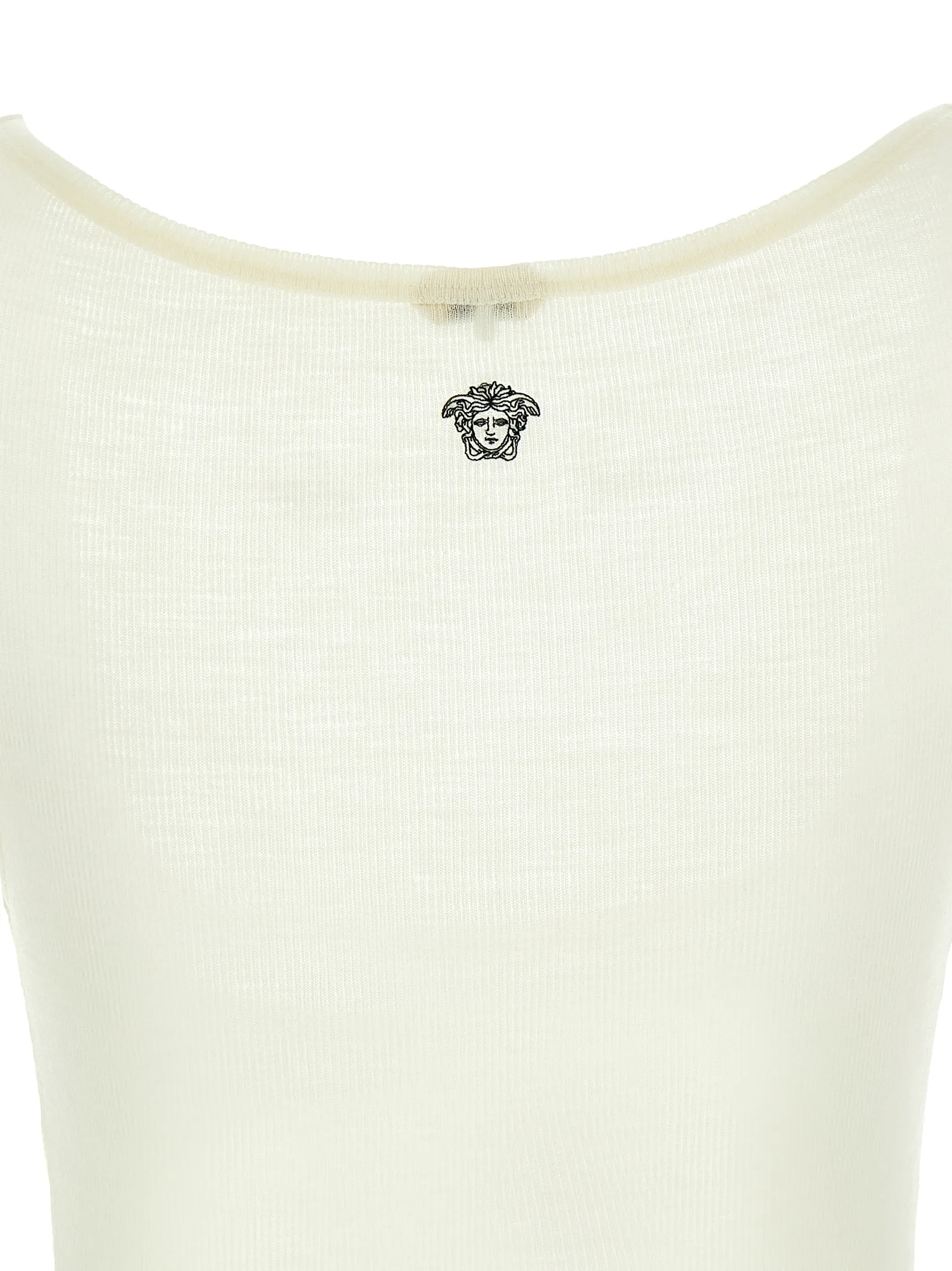 White Virgin Wool Sleeveles T - Shirt - Image 4