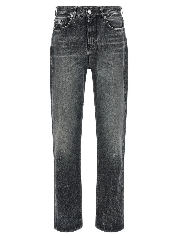 Gray Cotton Straight - Leg Jeans