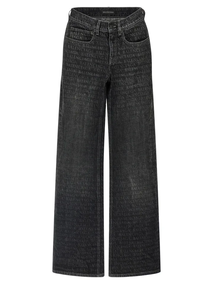 Black Cotton Flared Jeans