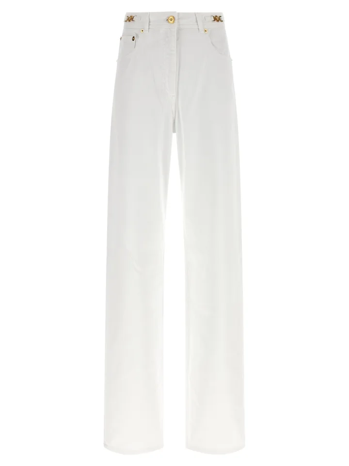 White Cotton Straight - Leg Jeans