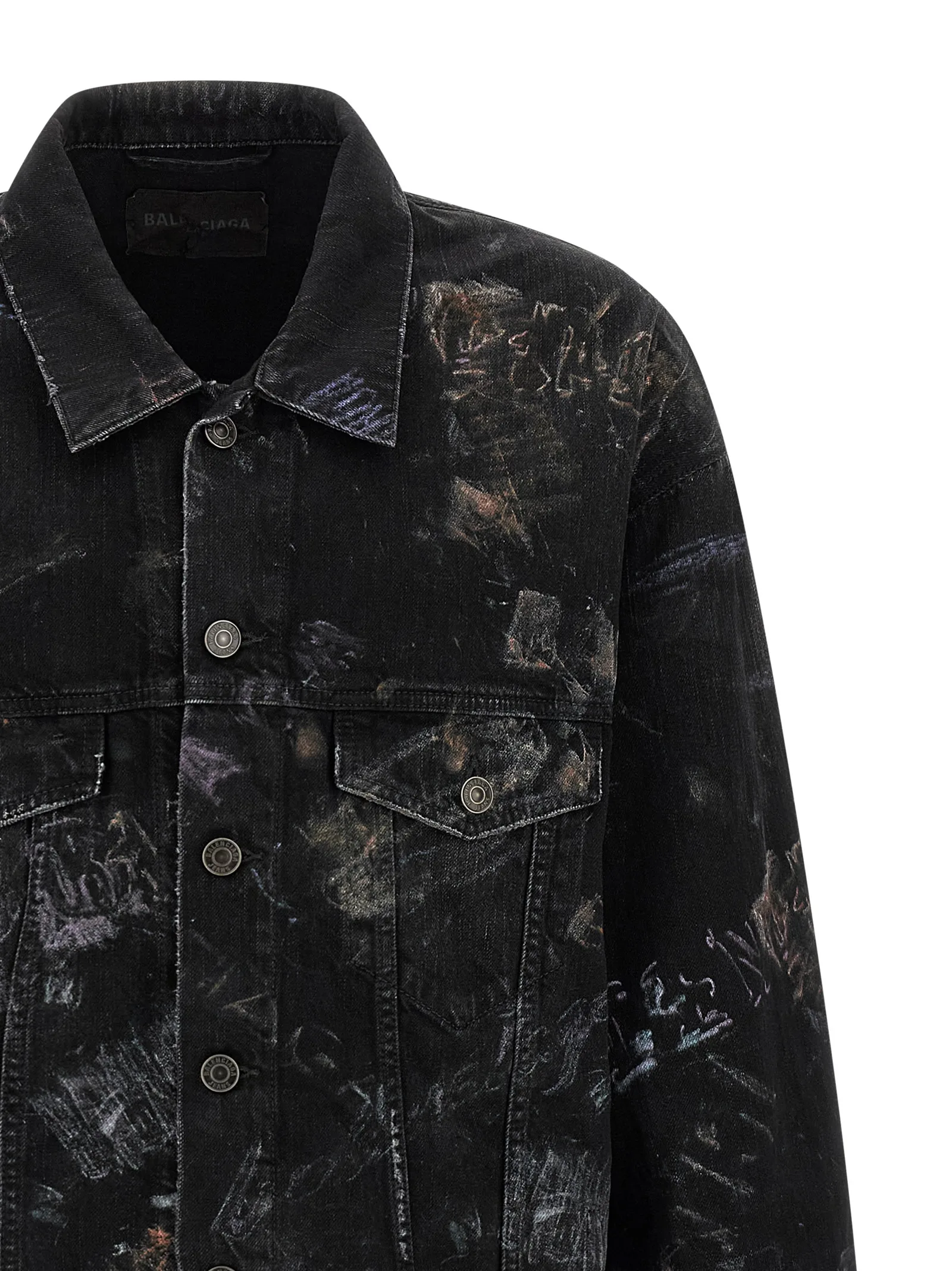 Black Cotton Denim Jacket - Image 3