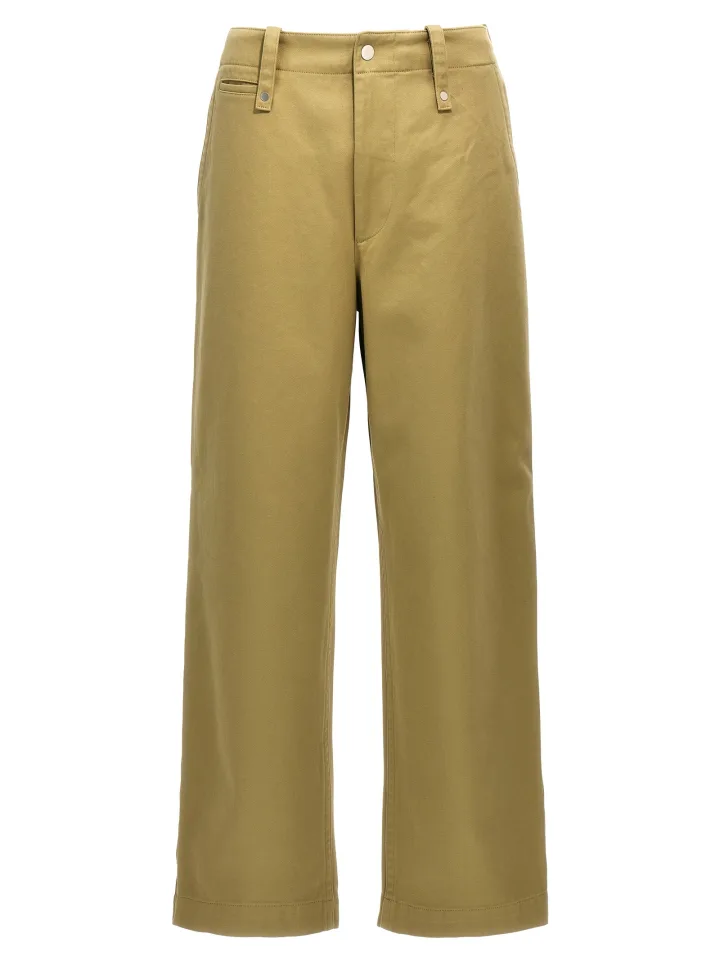 Beige Cotton Casual Pants