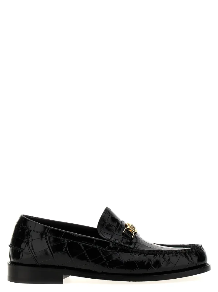 Black Velvet Leather Slip - On Loafers