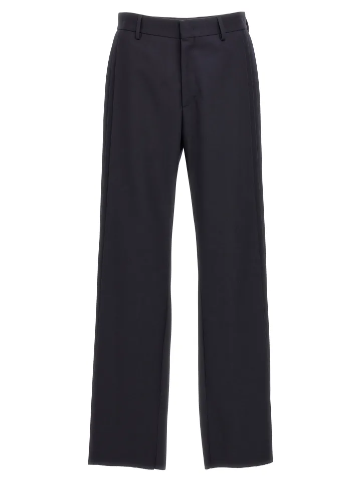 Blue Polyester Casual Pants