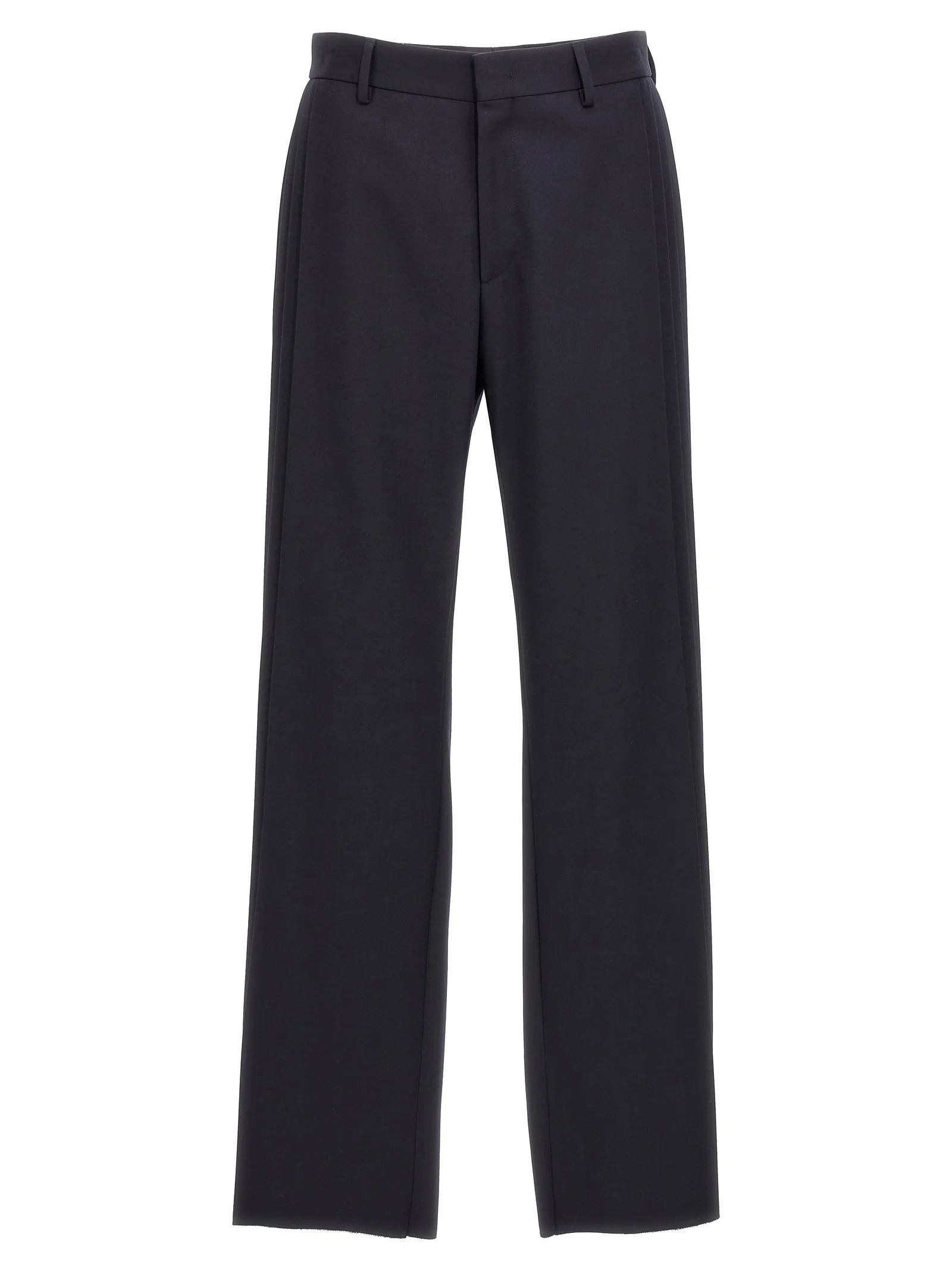 Blue Polyester Casual Pants