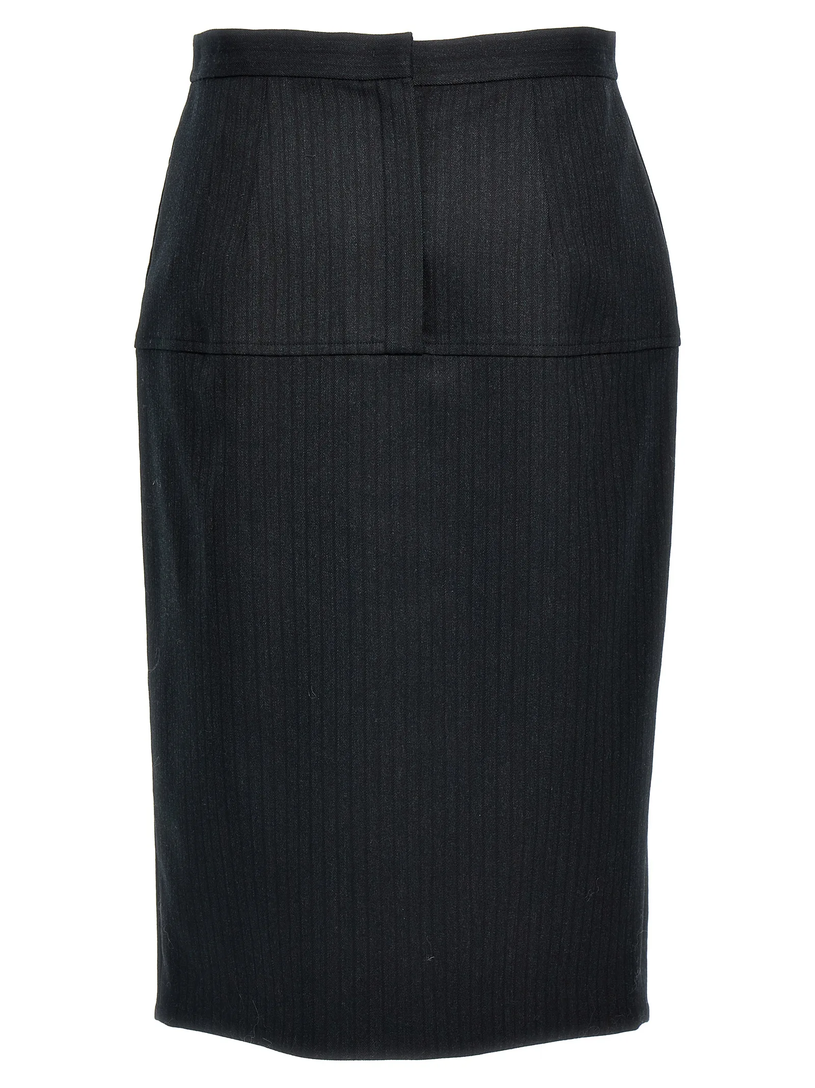 Gray Virgin Wool Midi Skirt - Image 2