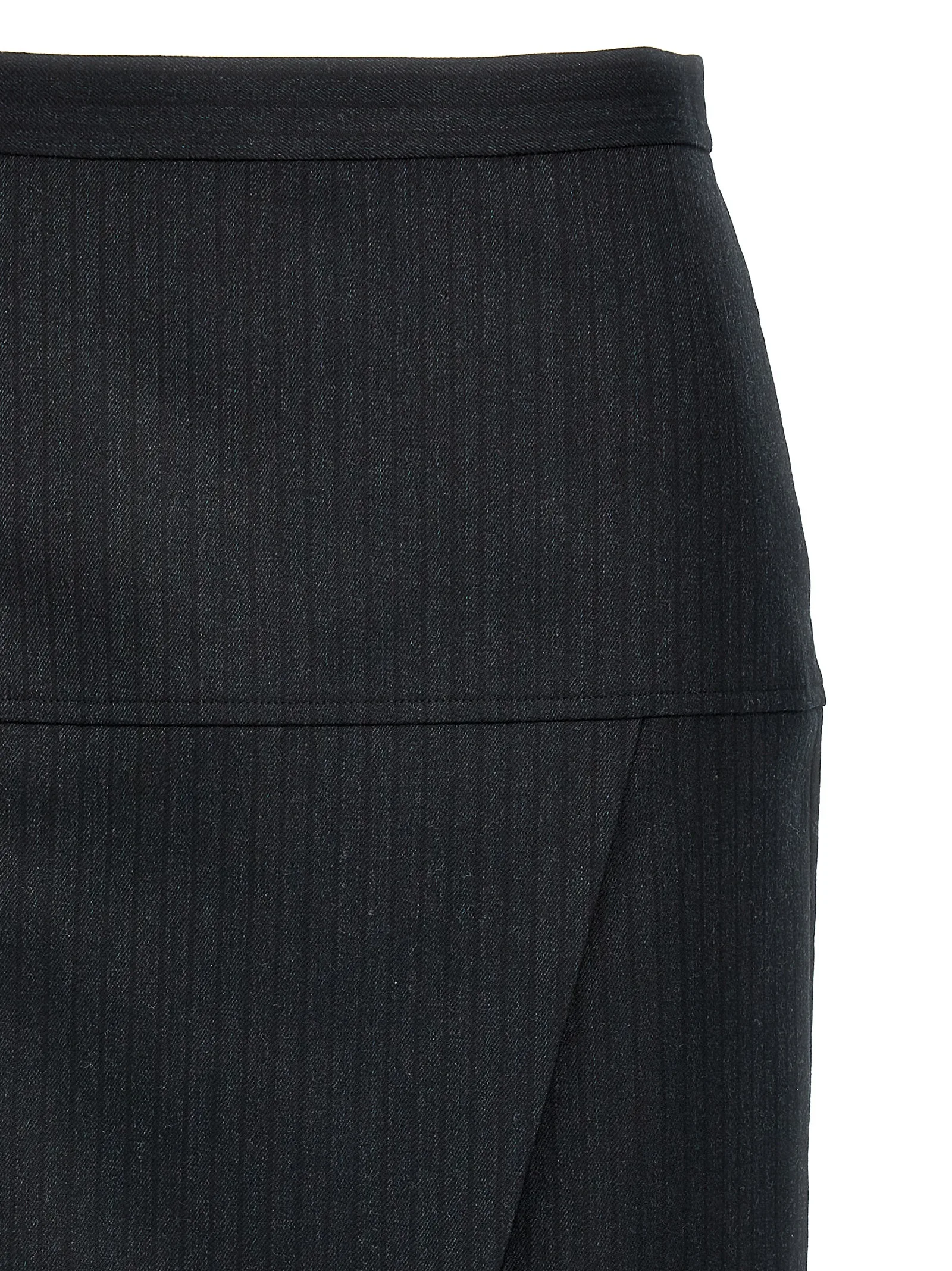 Gray Virgin Wool Midi Skirt - Image 3
