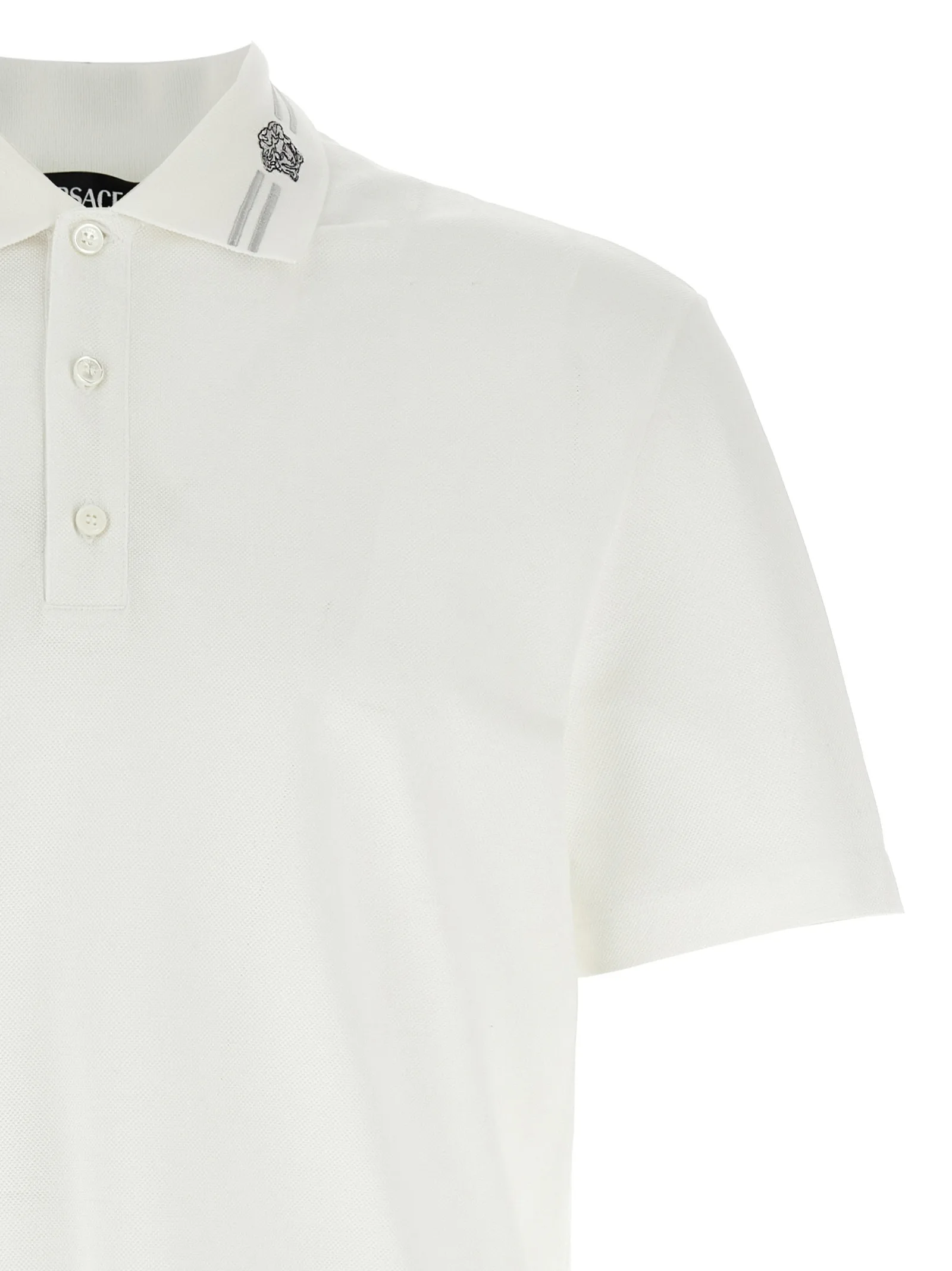 White Cotton Polo Shirt - Image 3
