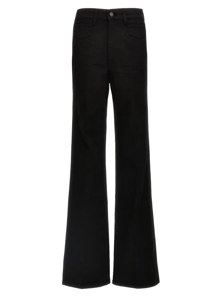 Black Cotton Flared Jeans