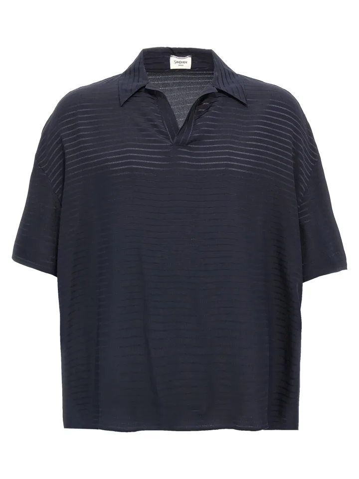 Blue Silk Polo Shirt