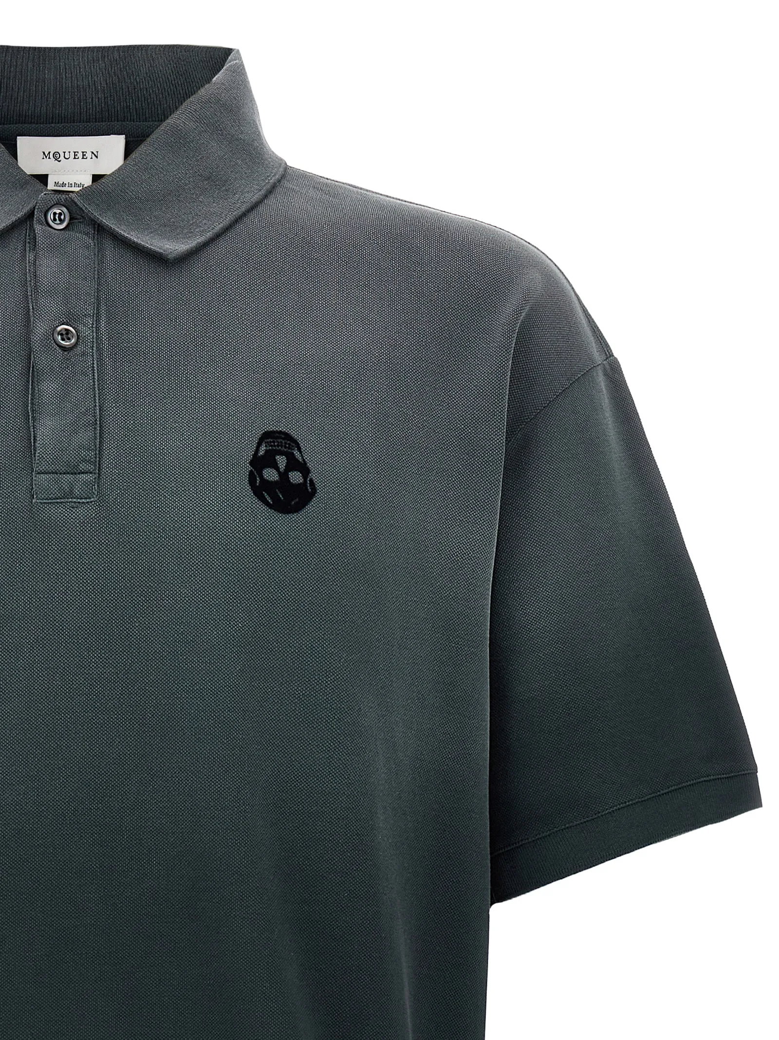 Gray Cotton Polo Shirt - Image 3
