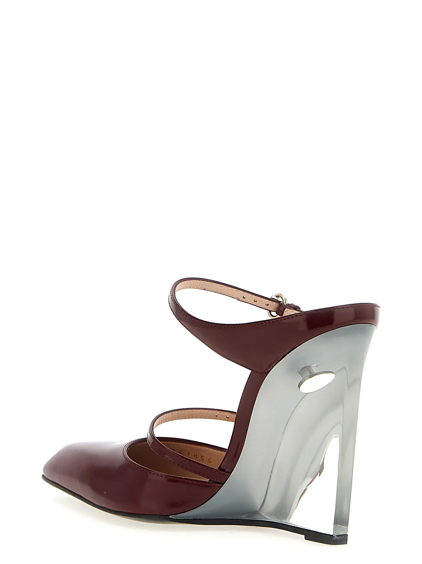 Red Leather Wedge Sandals - Image 3