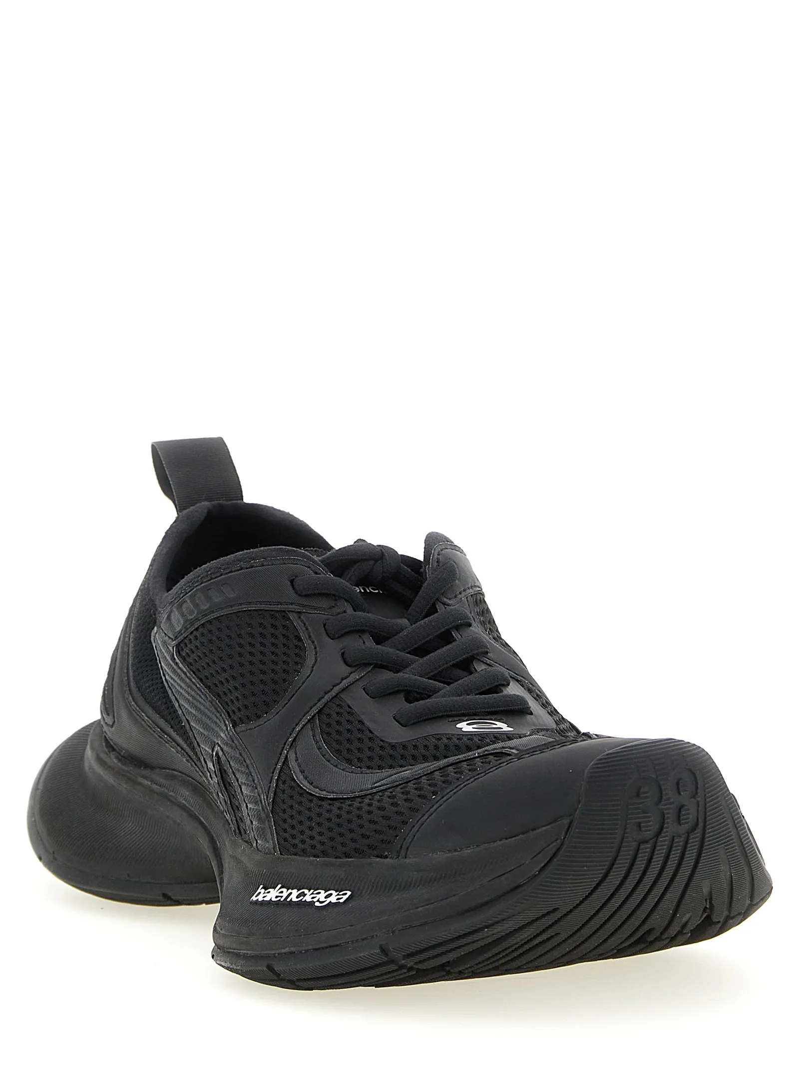 Black Polyester Athletic Sneakers - Image 2